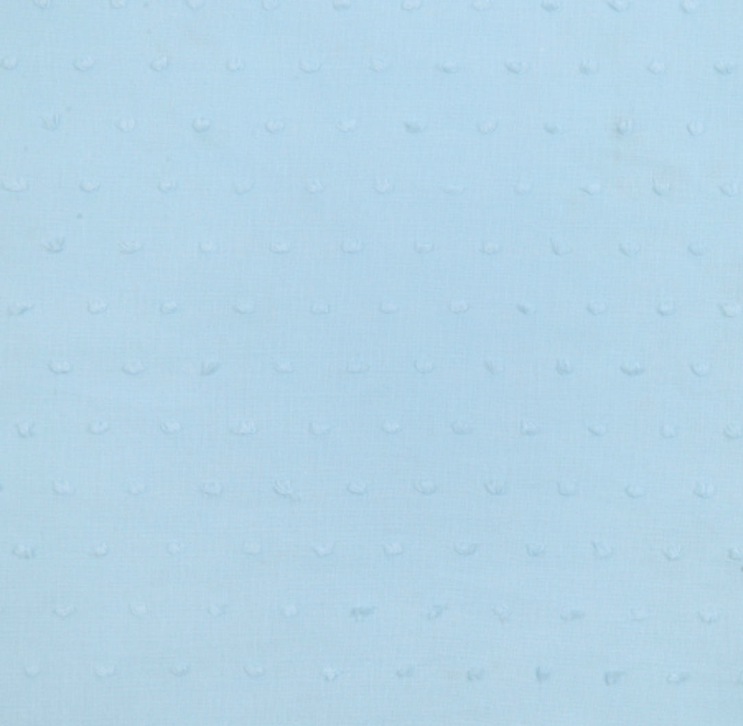 1 meter of blue swiss dot fabric