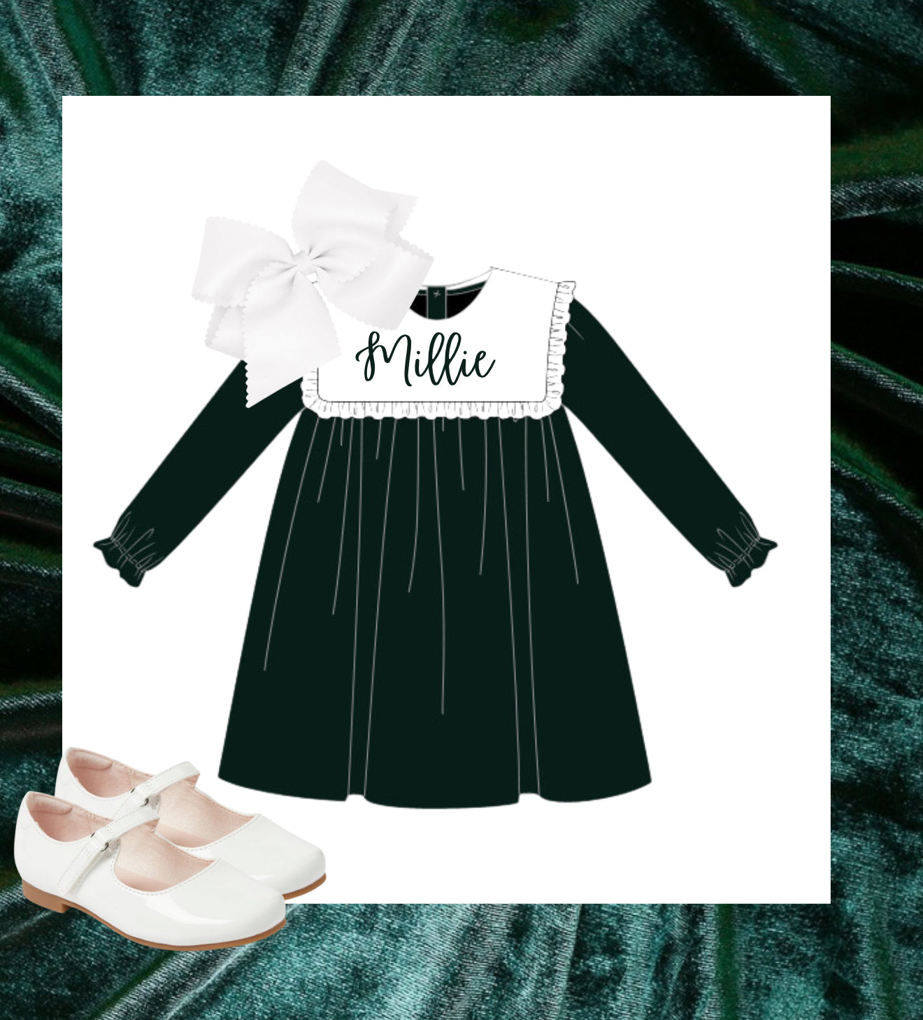 Green velvet dress