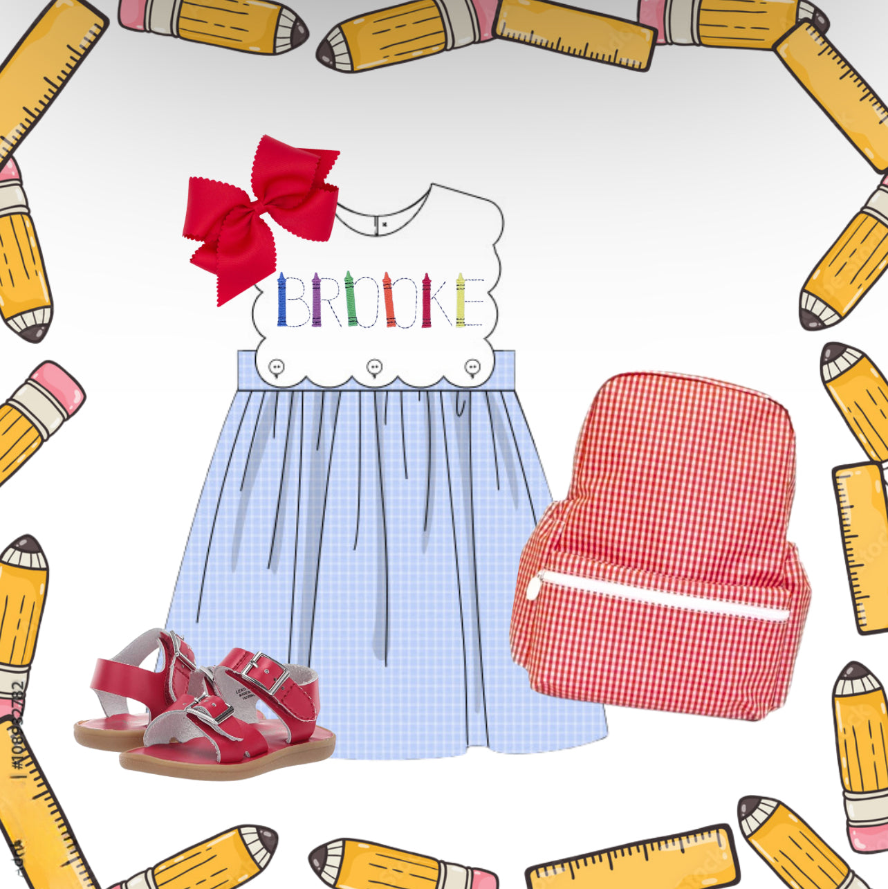 Girls scalloped back to school dress