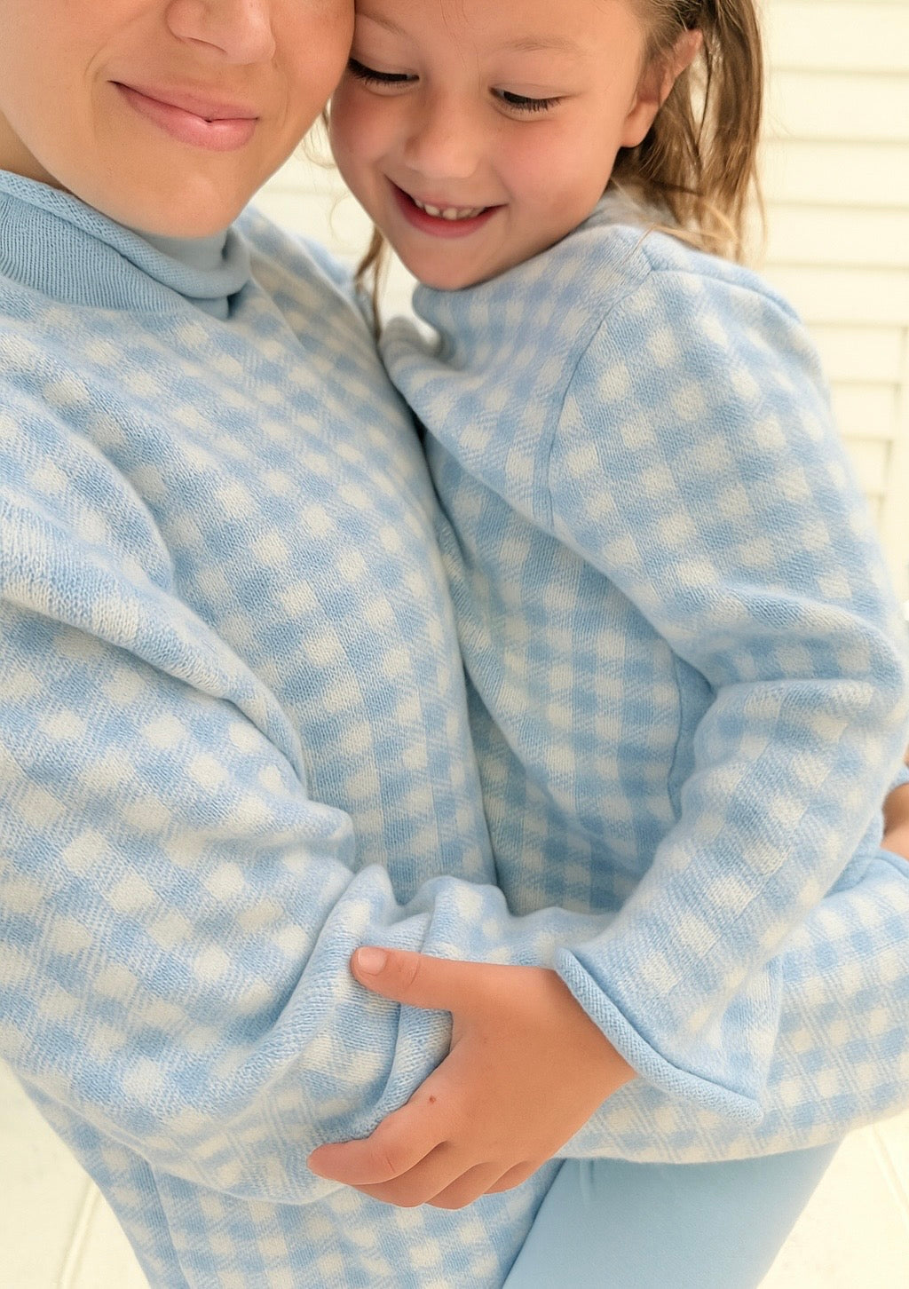 Mom match gingham roll neck sweater