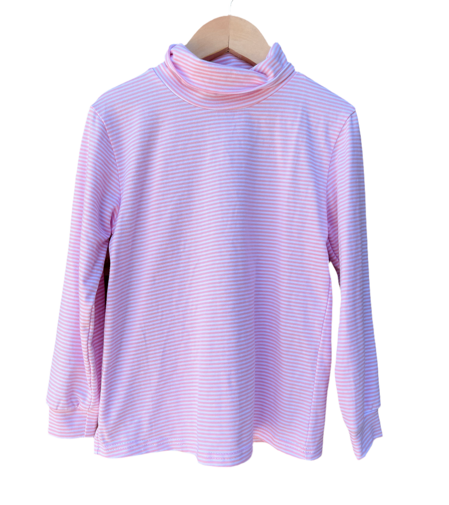 Pink and white stripe turtle neck