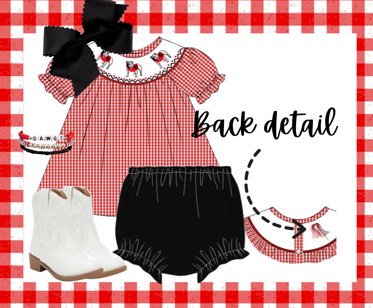 Dawgs hand smocked set PREORDER
