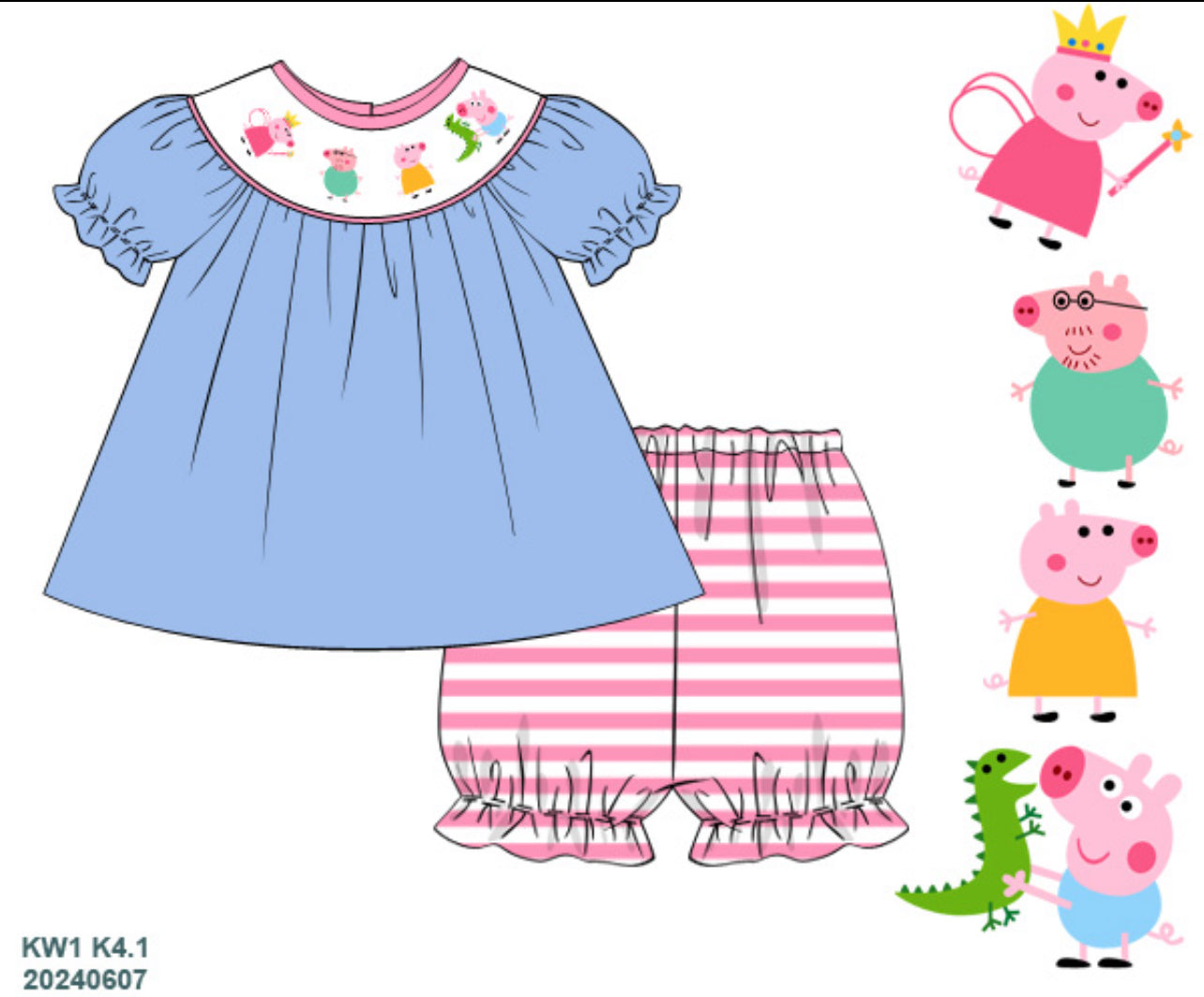 Muddy puddles Pig smocked set