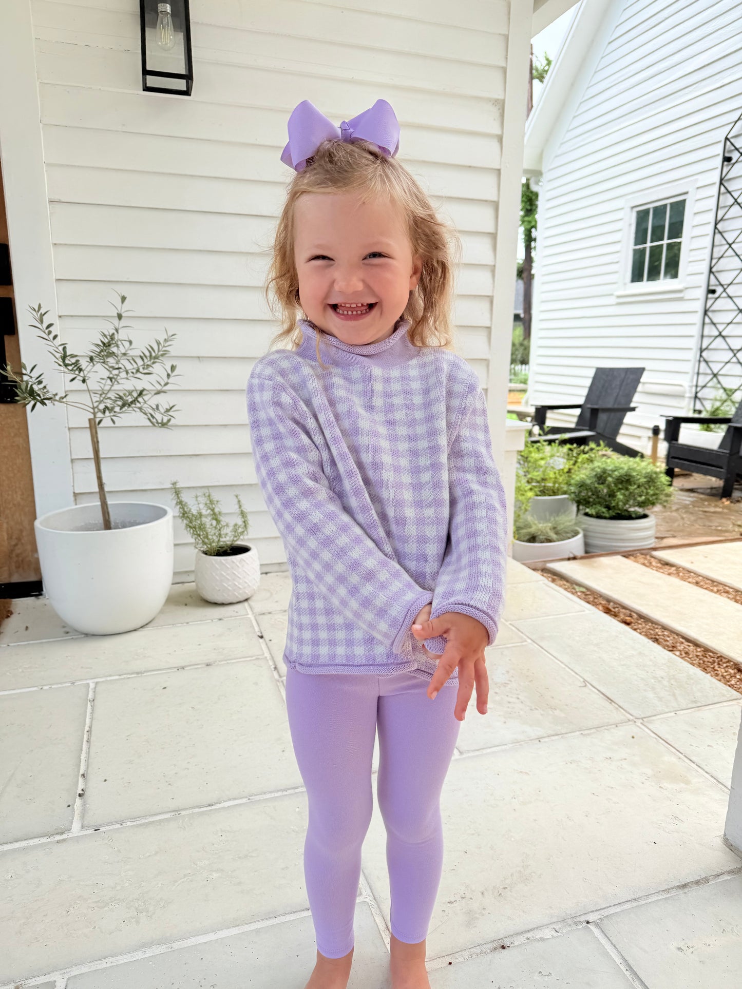 Light purple knit cotton leggings
