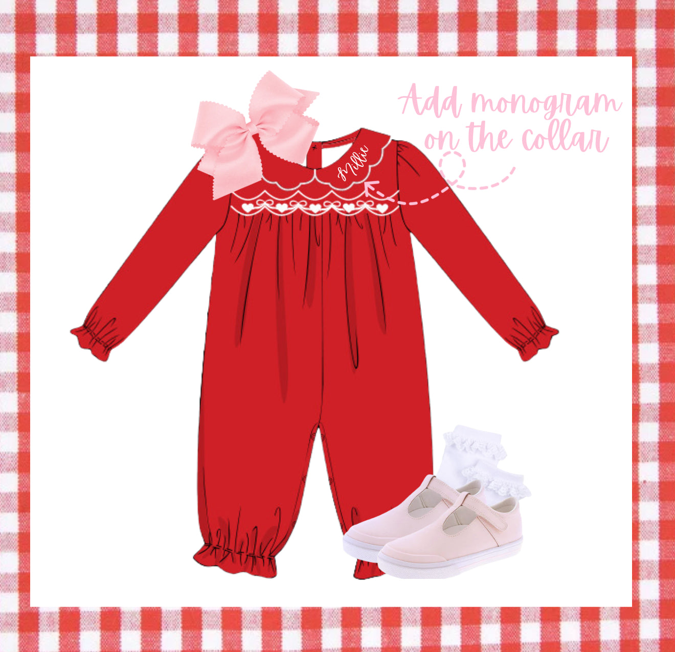 Smocked hearts and bows