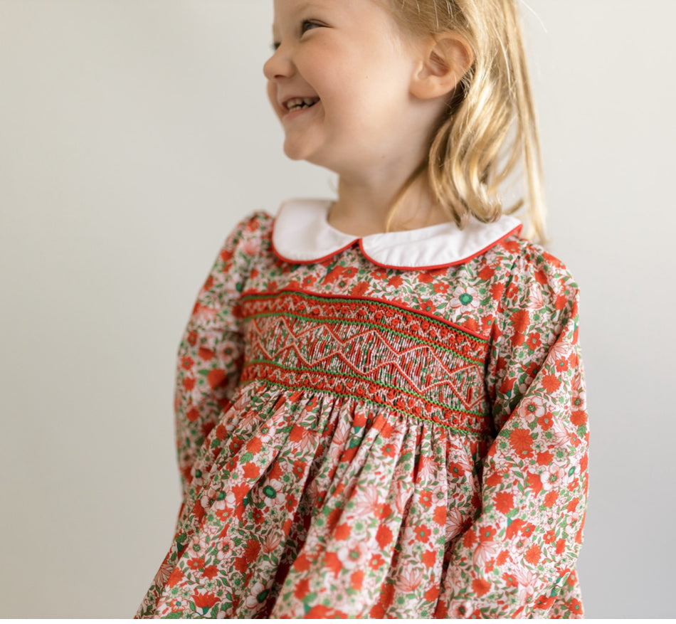 Girls Christmas floral dress