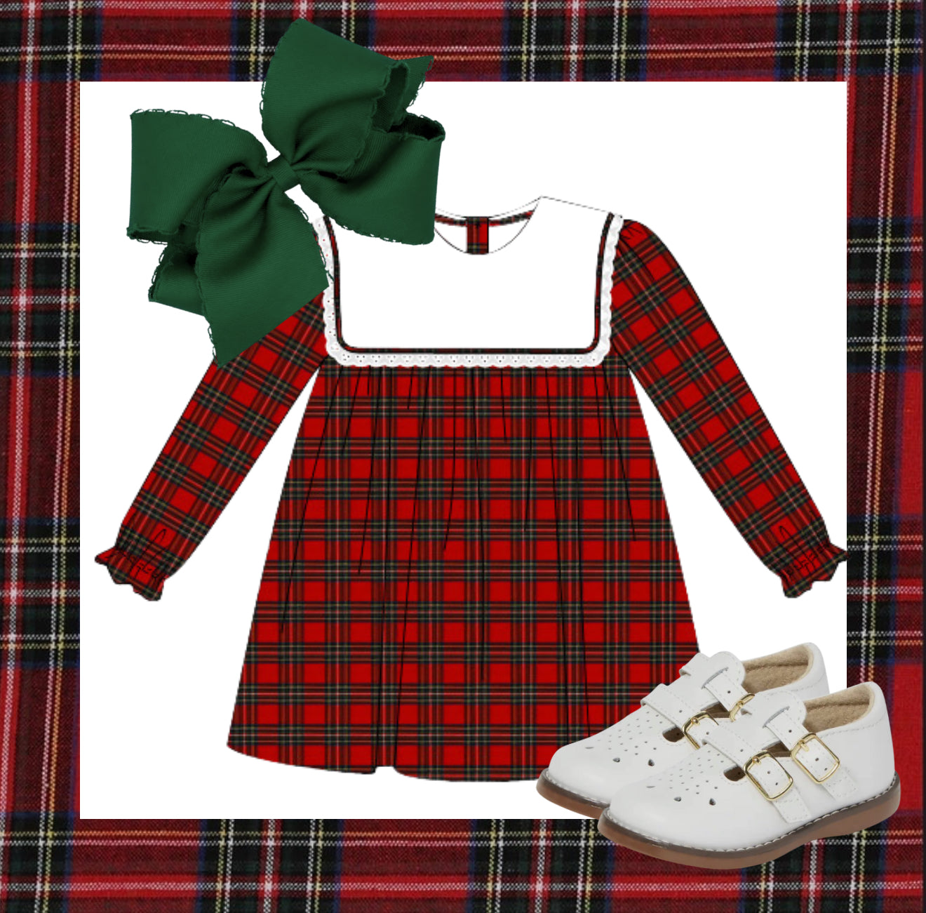 Girls Christmas plaid dress