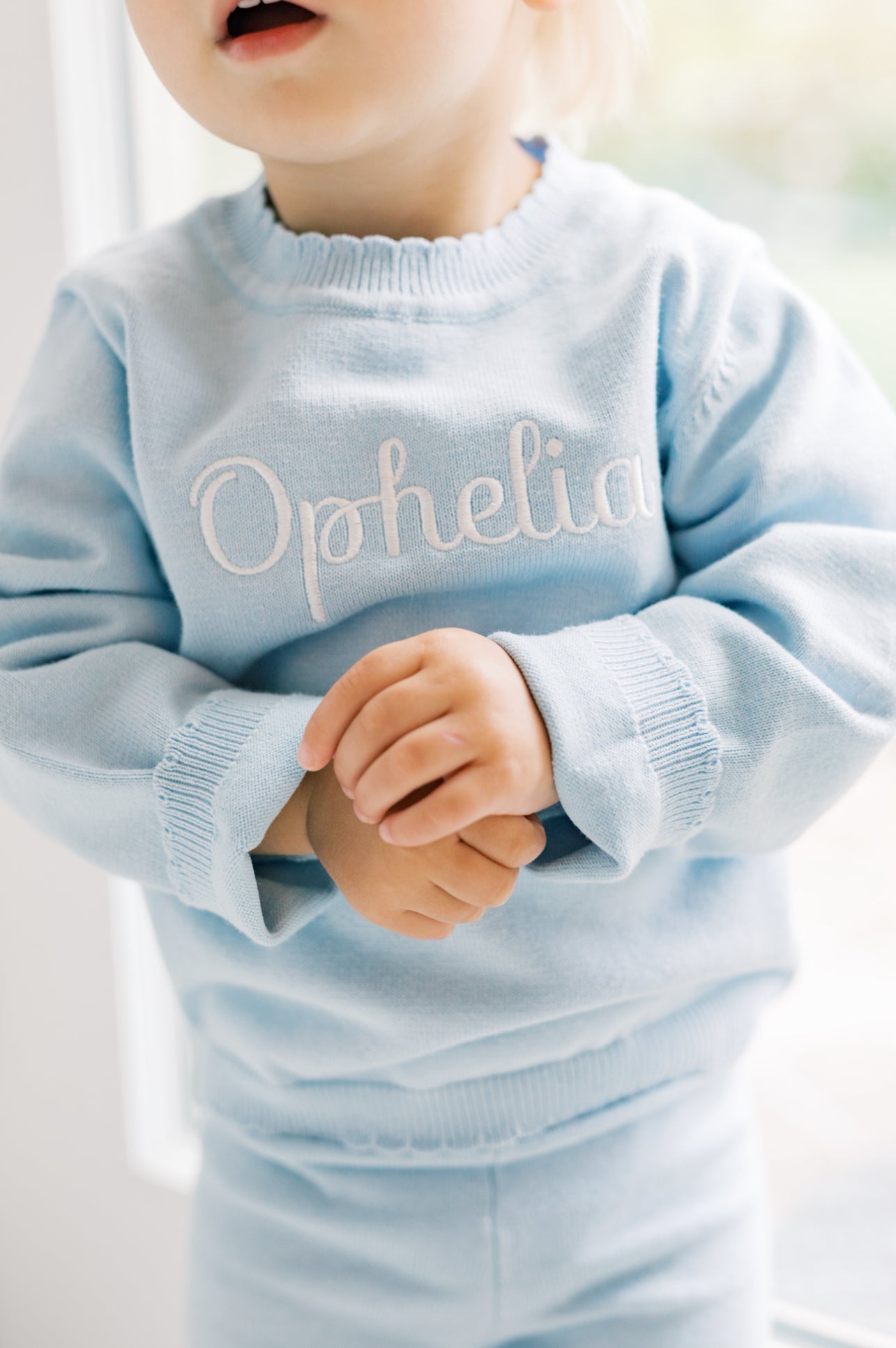 Blue SCALLOP organic cotton knit set