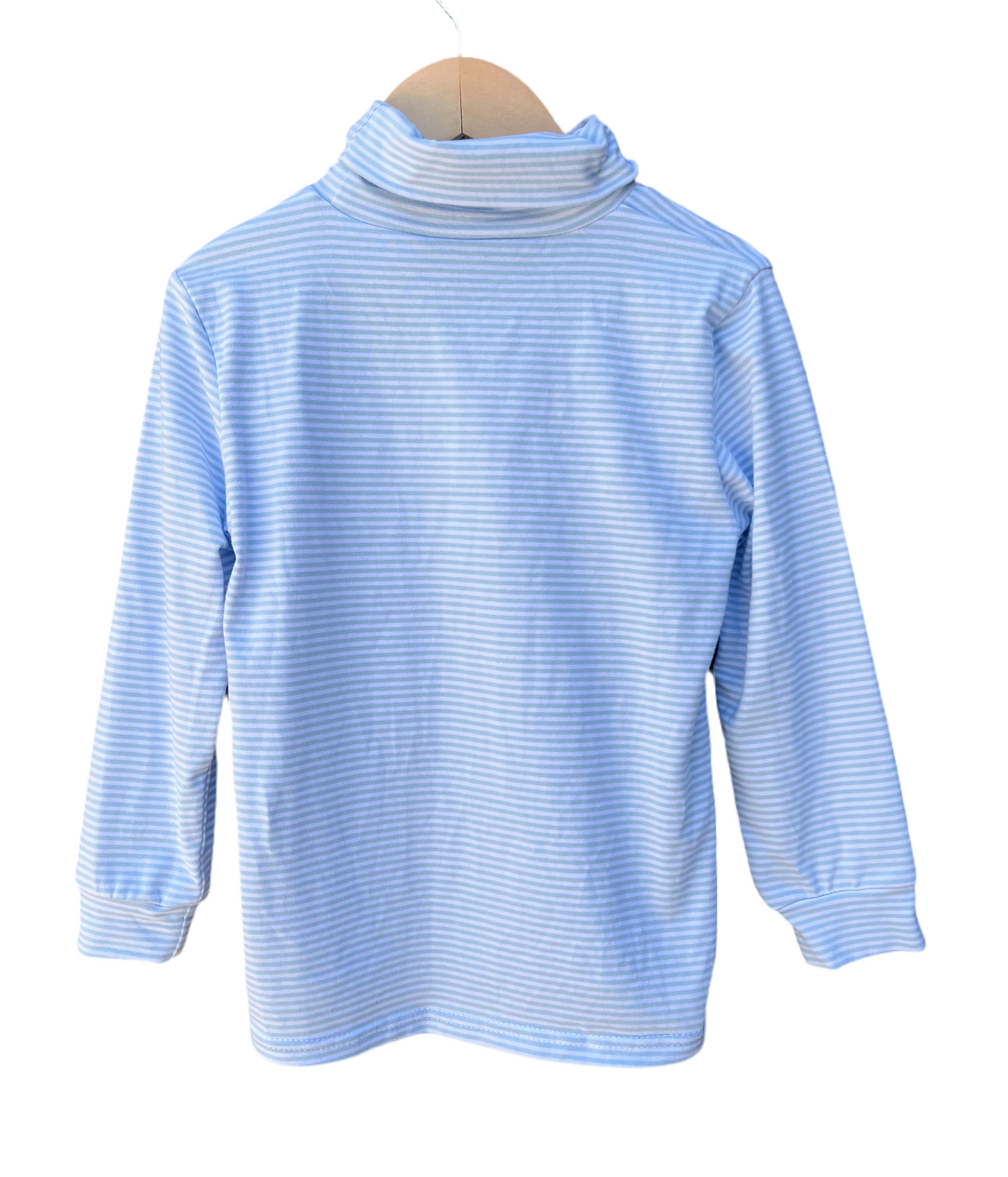Light blue and white stripe turtle neck