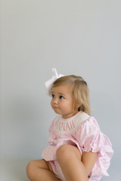 Pink gingham custom smock diaper set