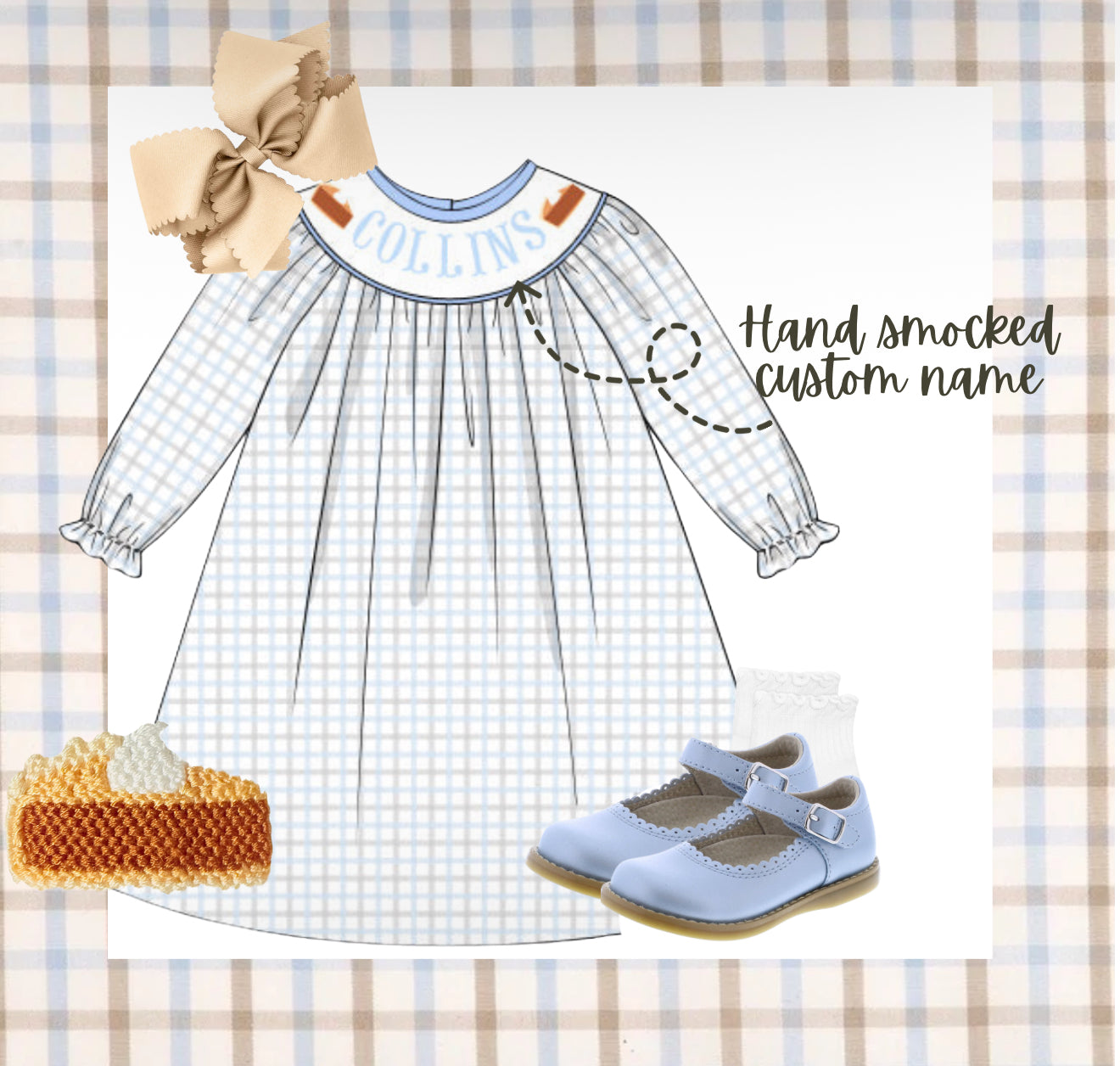 Girls hand smocked pie dress