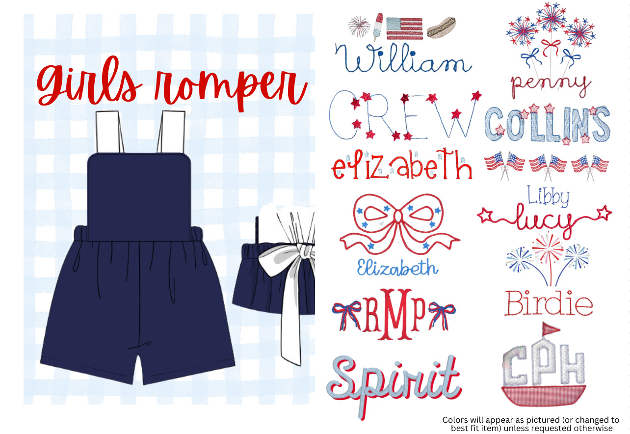 Navy woven cotton romper