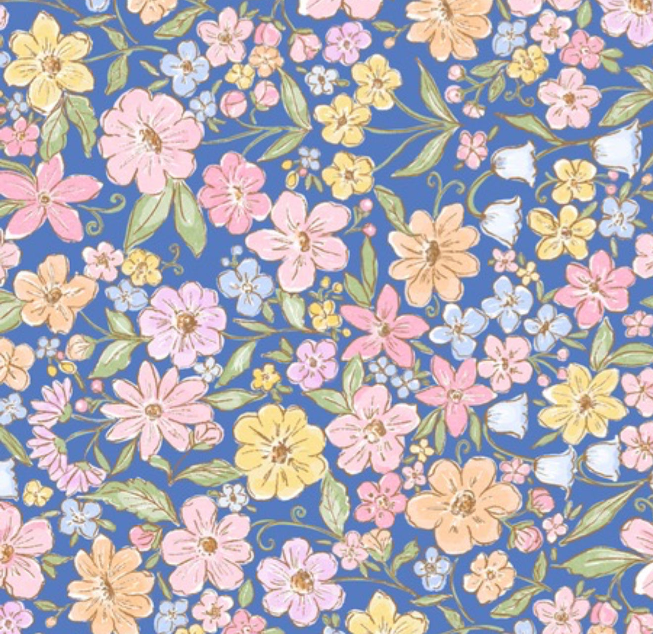 Blue floral Appliqué square 8”x8”