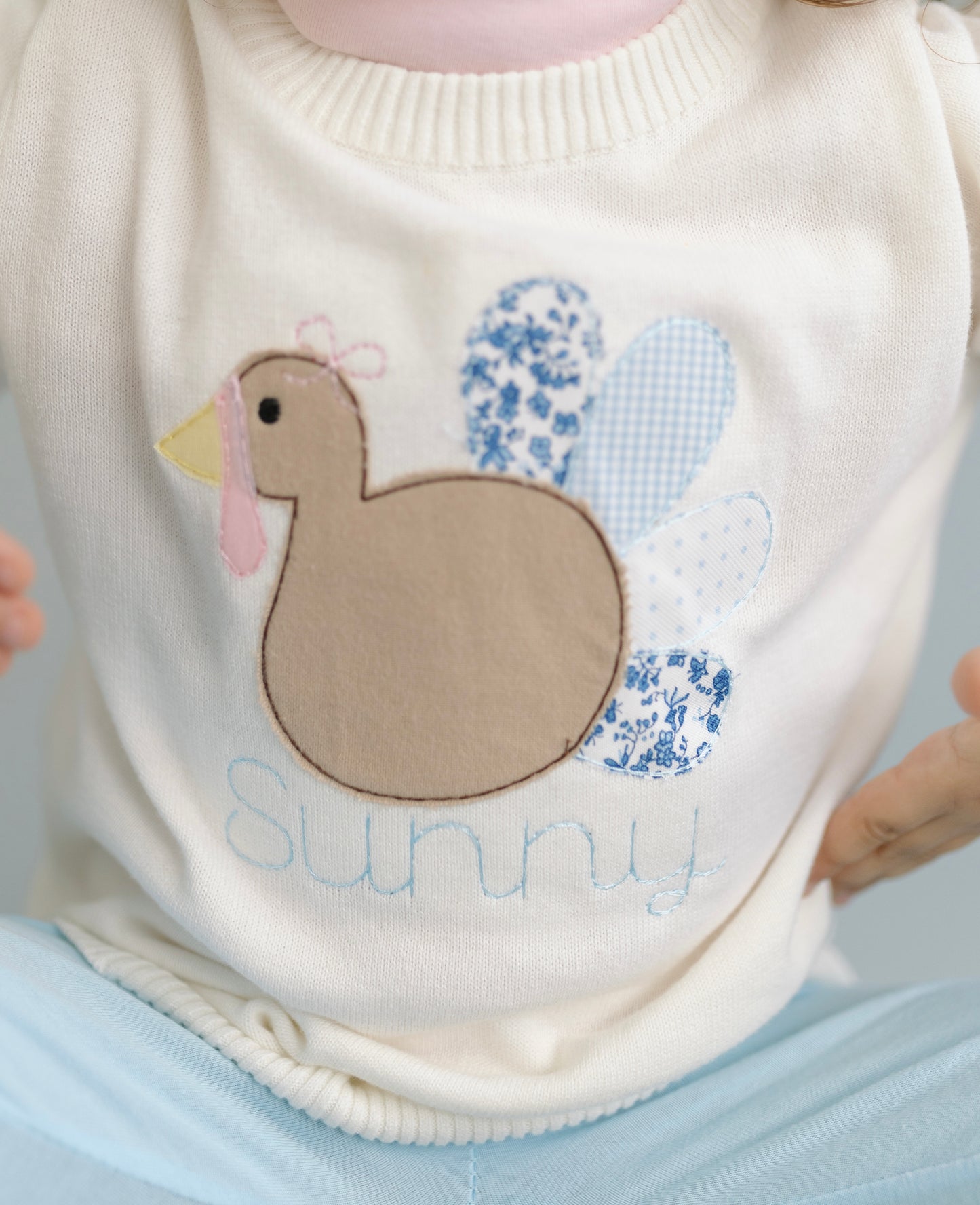 Girls turkey applique sweater