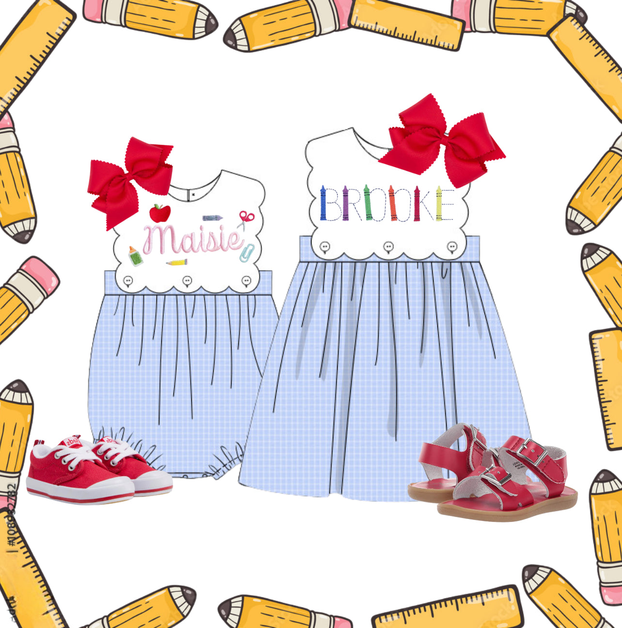 Girls scalloped back to school dress