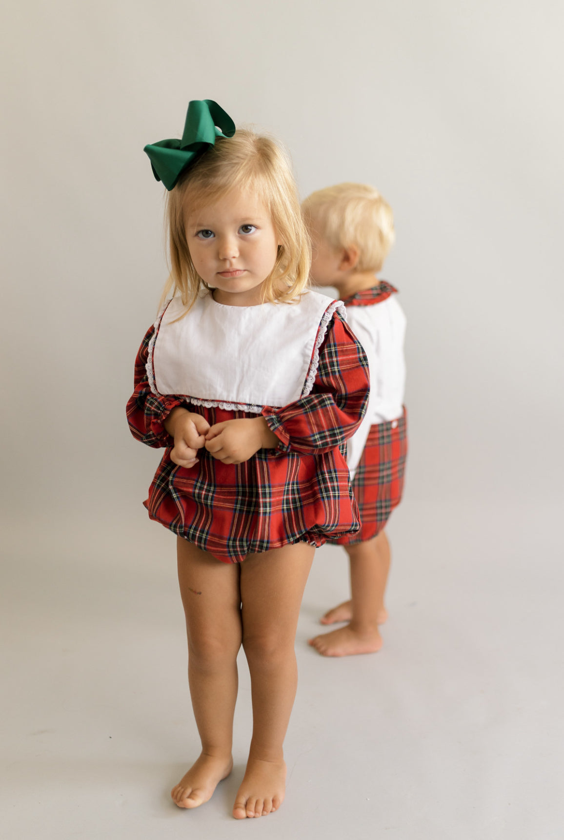 Plaid girls Christmas bubble