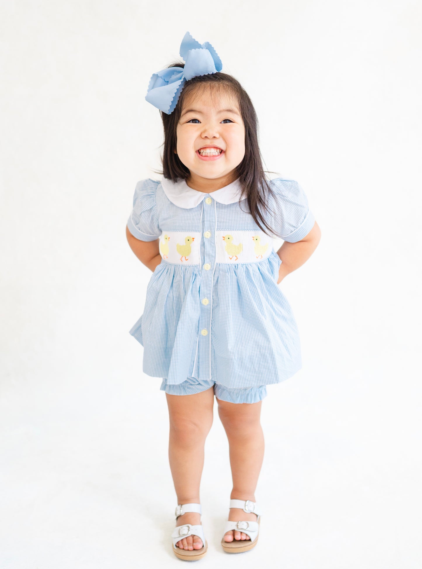 Ducks smocked diaper set