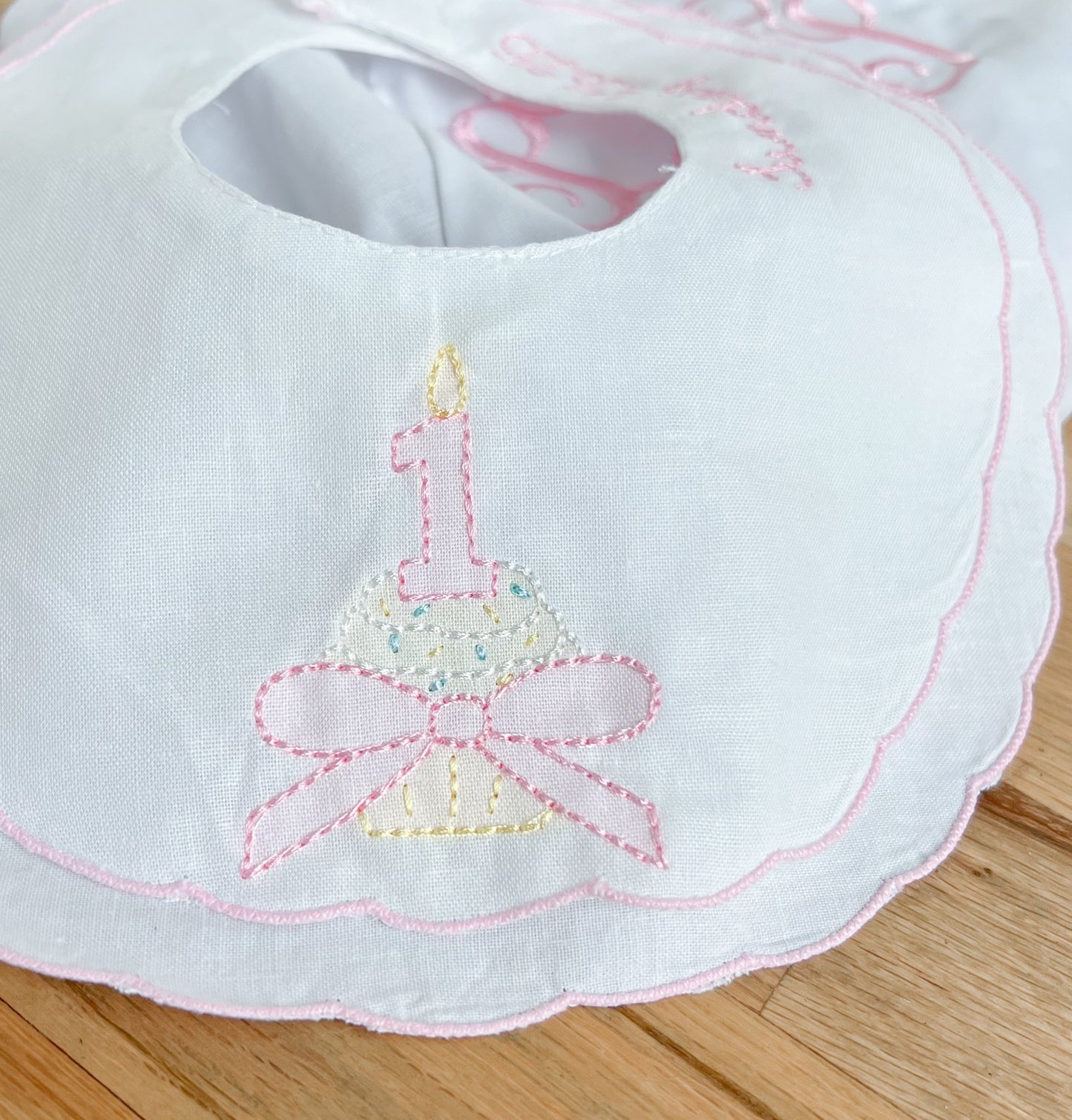 Heirloom First Birthday bib