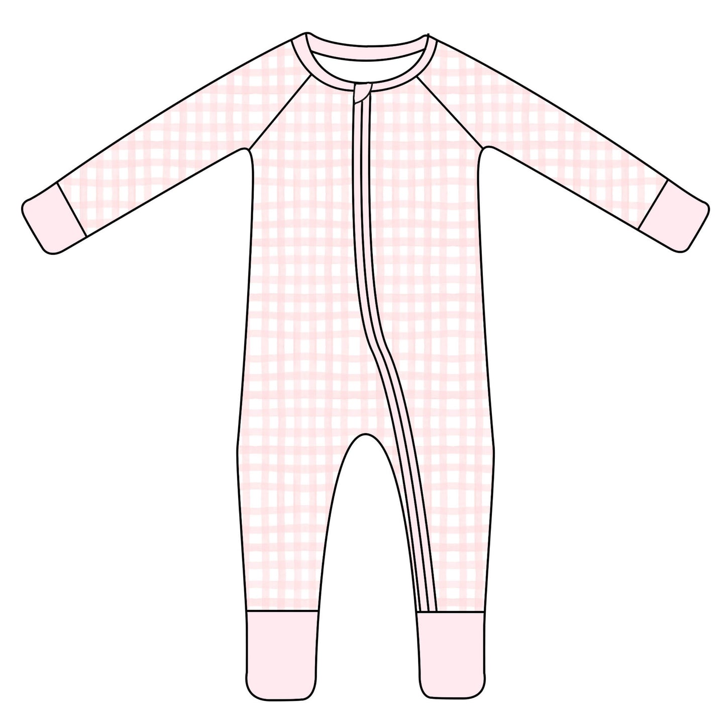 Pink gingham 1 piece bamboo PJ