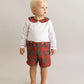 Boy monogram plaid set