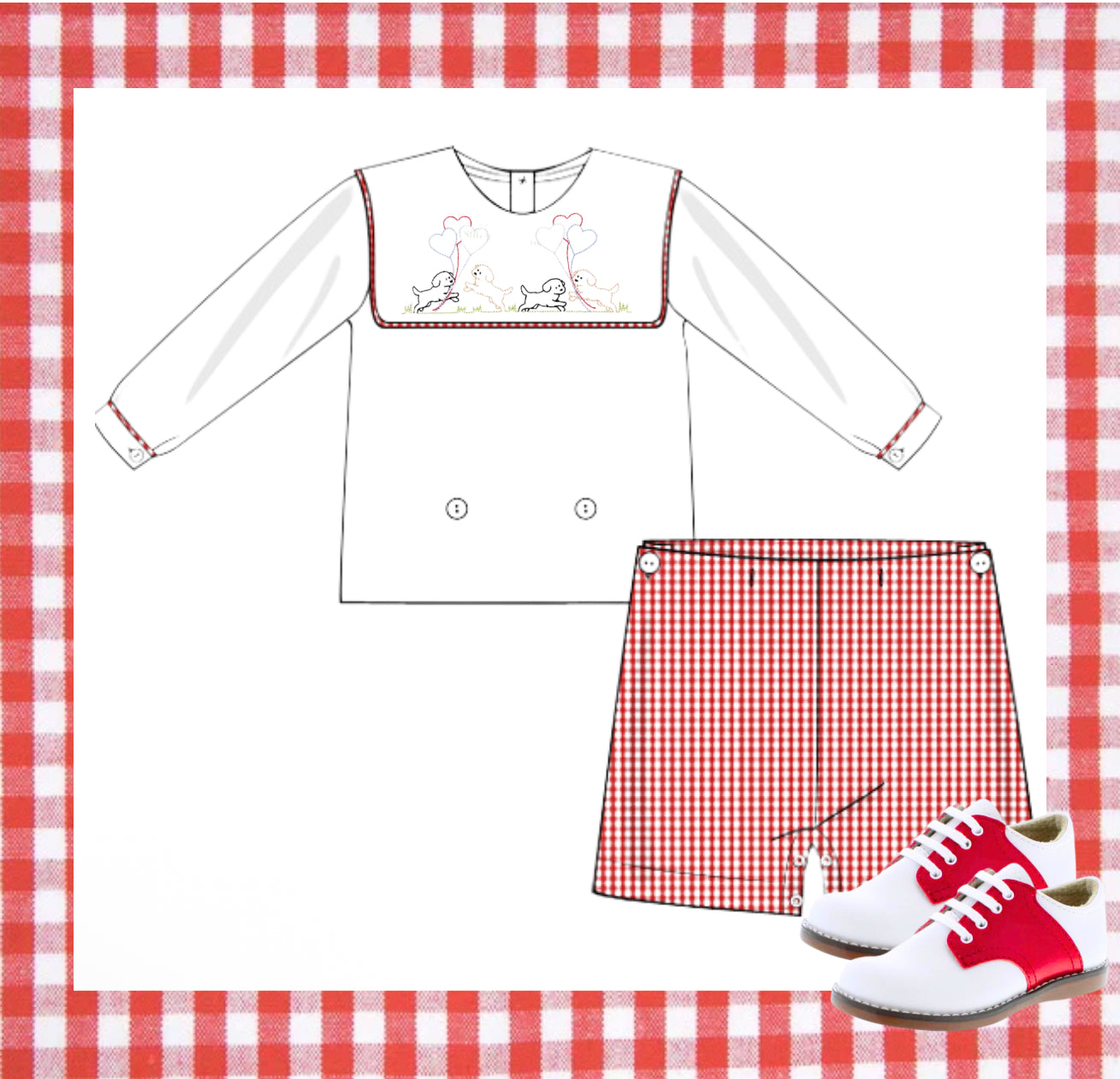 Boys valentines short set