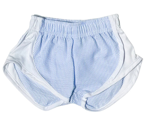 Girls blue seersucker and cotton shorts