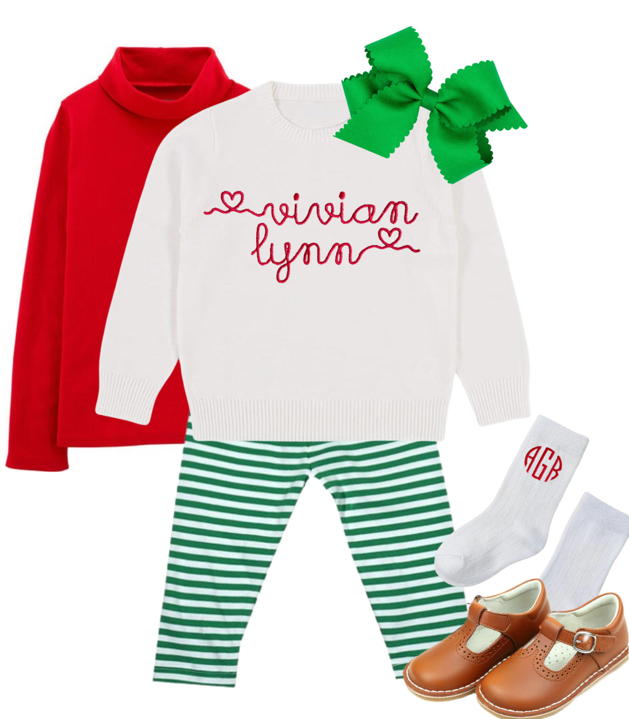 PREORDER green and white stripe leggings