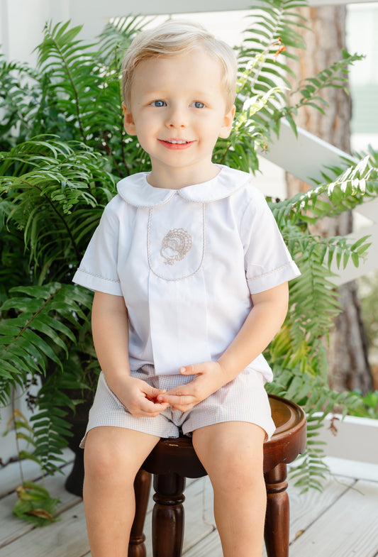 Boys gingham turkey short set