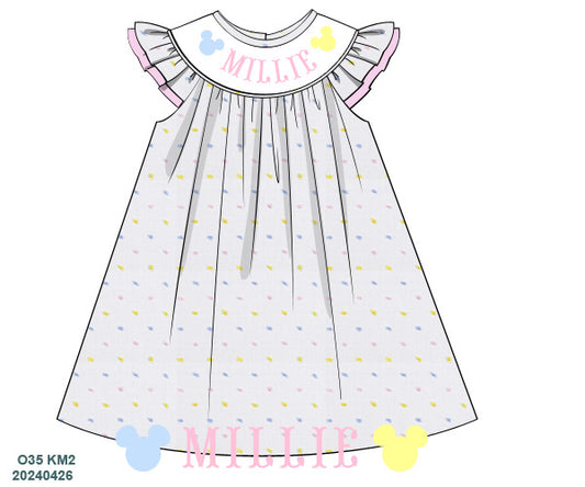 Pastel swiss dot mouse dress