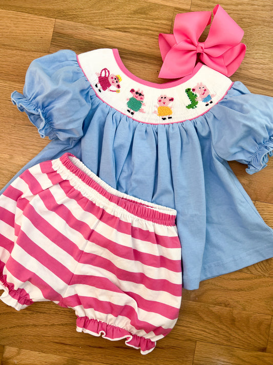 Muddy puddles Pig smocked set