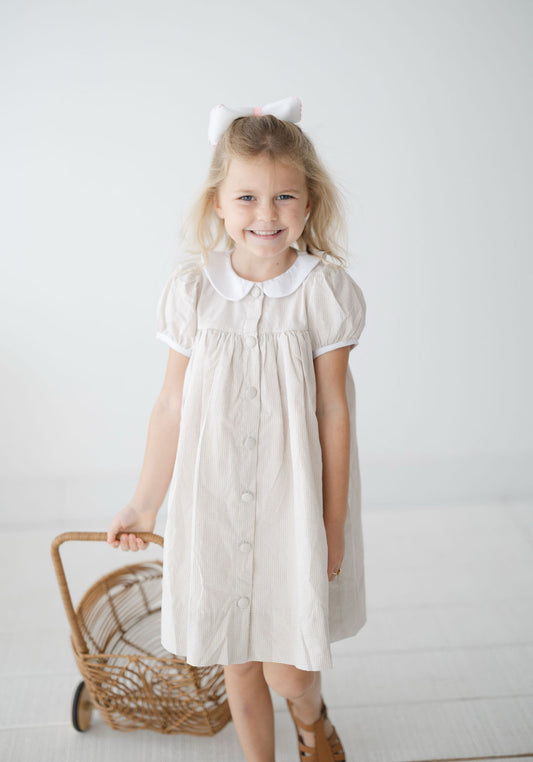 Girls tan gingham dress