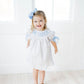 Blue big sister hand smocked dress