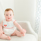 White woven bubble red piping