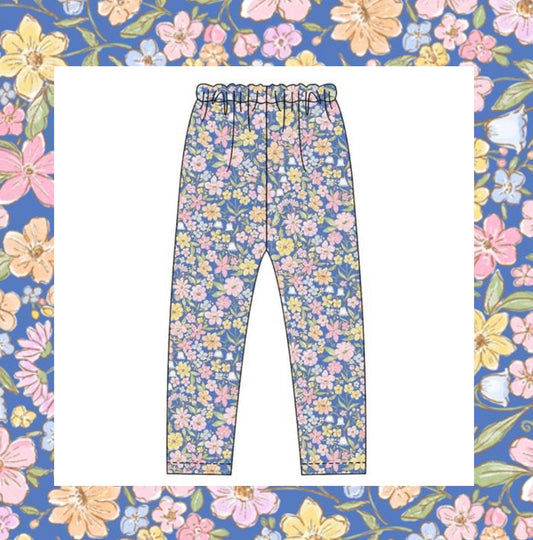 Dark blue floral leggings