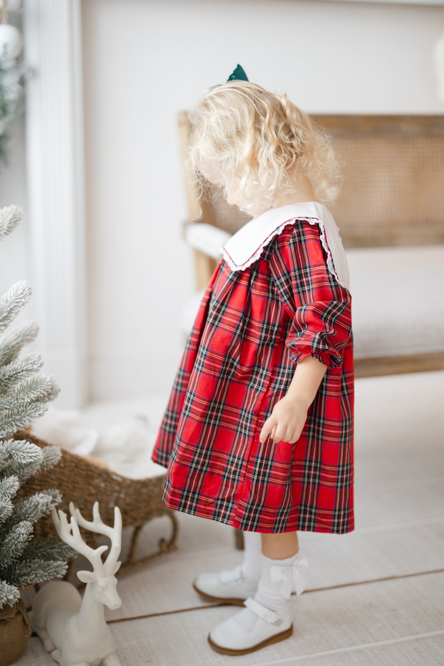 Girls Christmas plaid dress