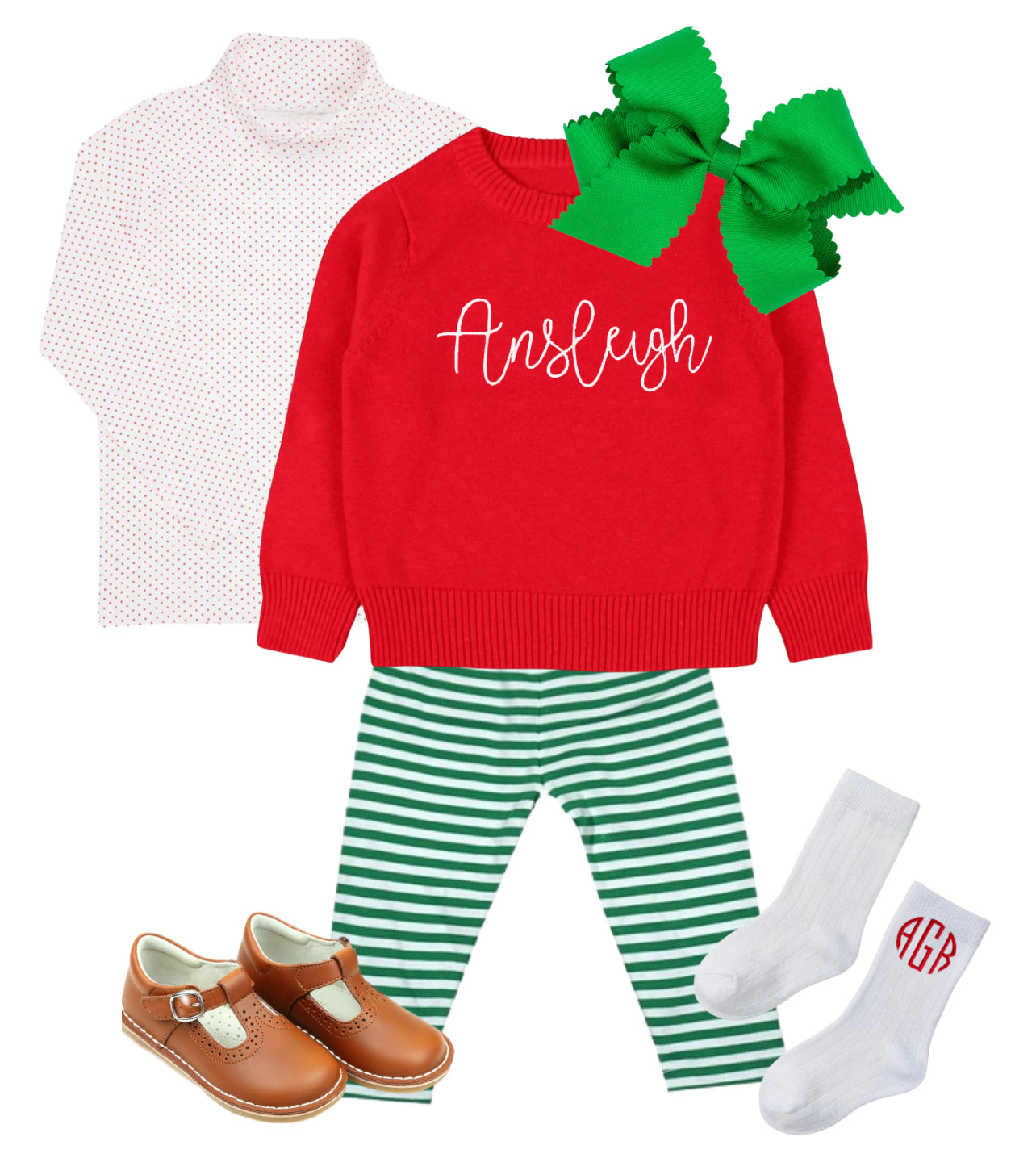 PREORDER green and white stripe leggings