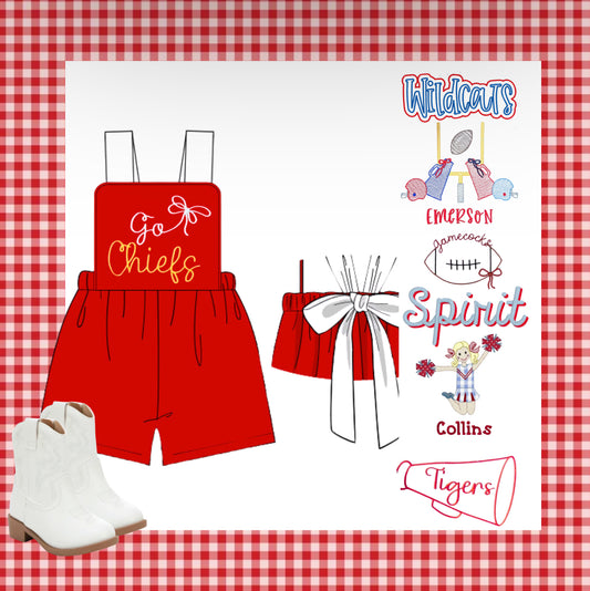 Girls Red bow back romper Dress