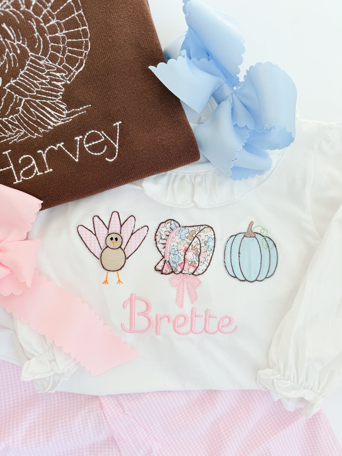 Girls pink gingham pant set