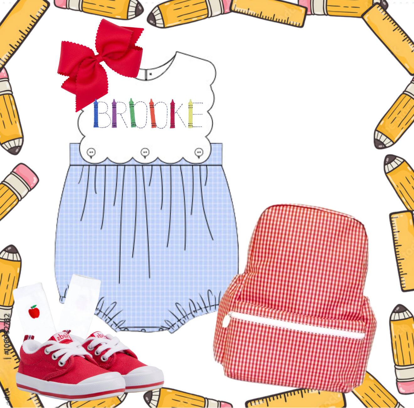 Girls scallop back to school bubble