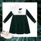 Green velvet dress