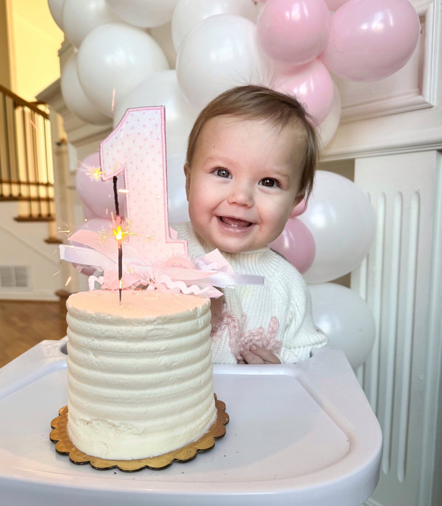 Birthday number embroidered cake topper