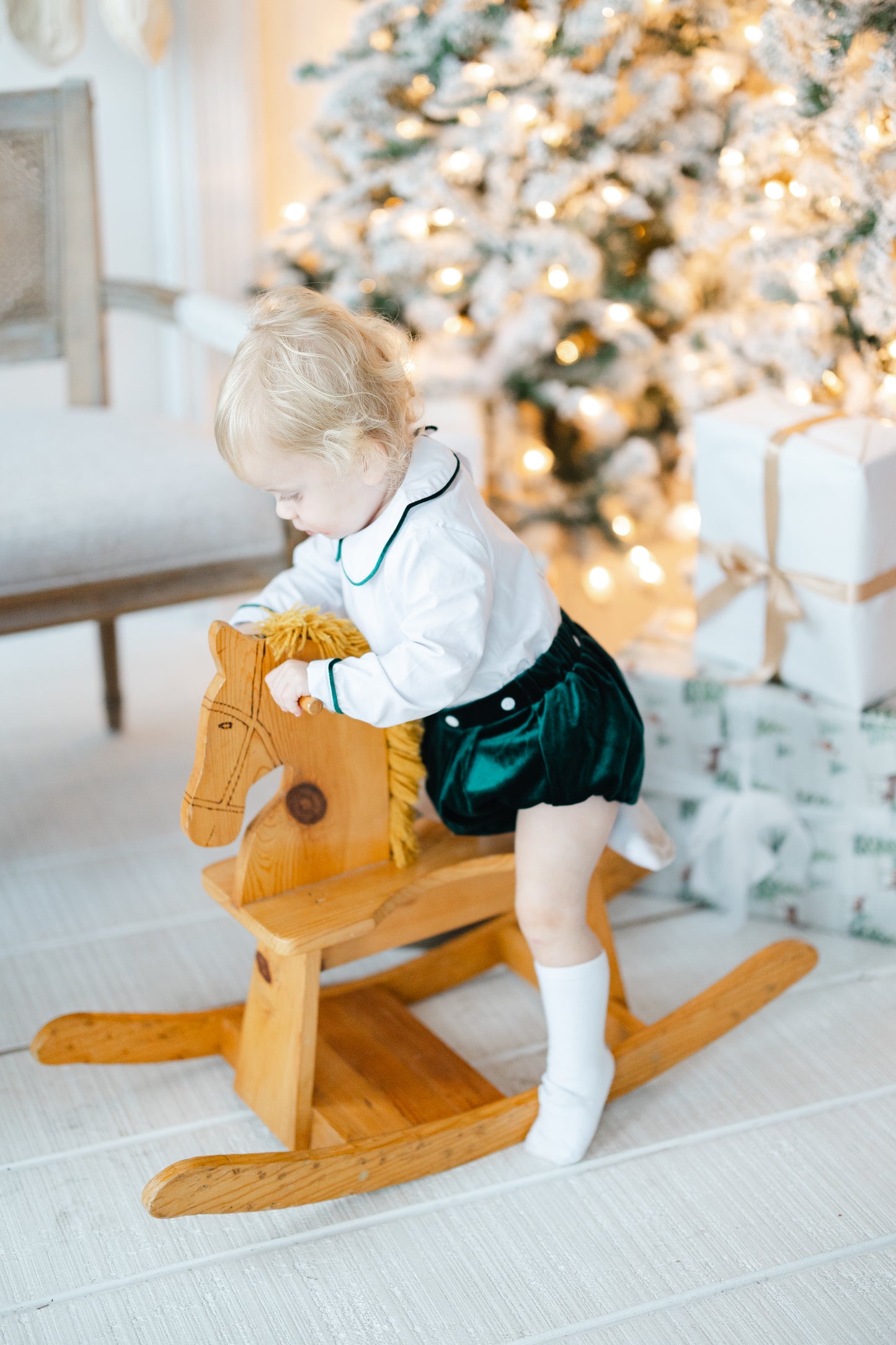 Green velvet boys monogram bubble