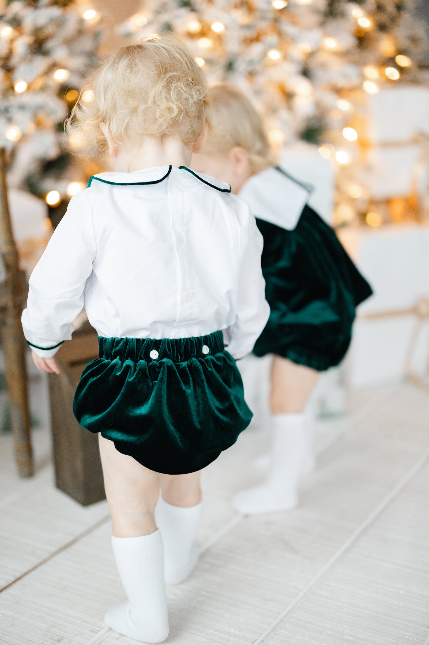 Green velvet boys monogram bubble