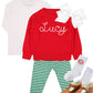 PREORDER green and white stripe leggings