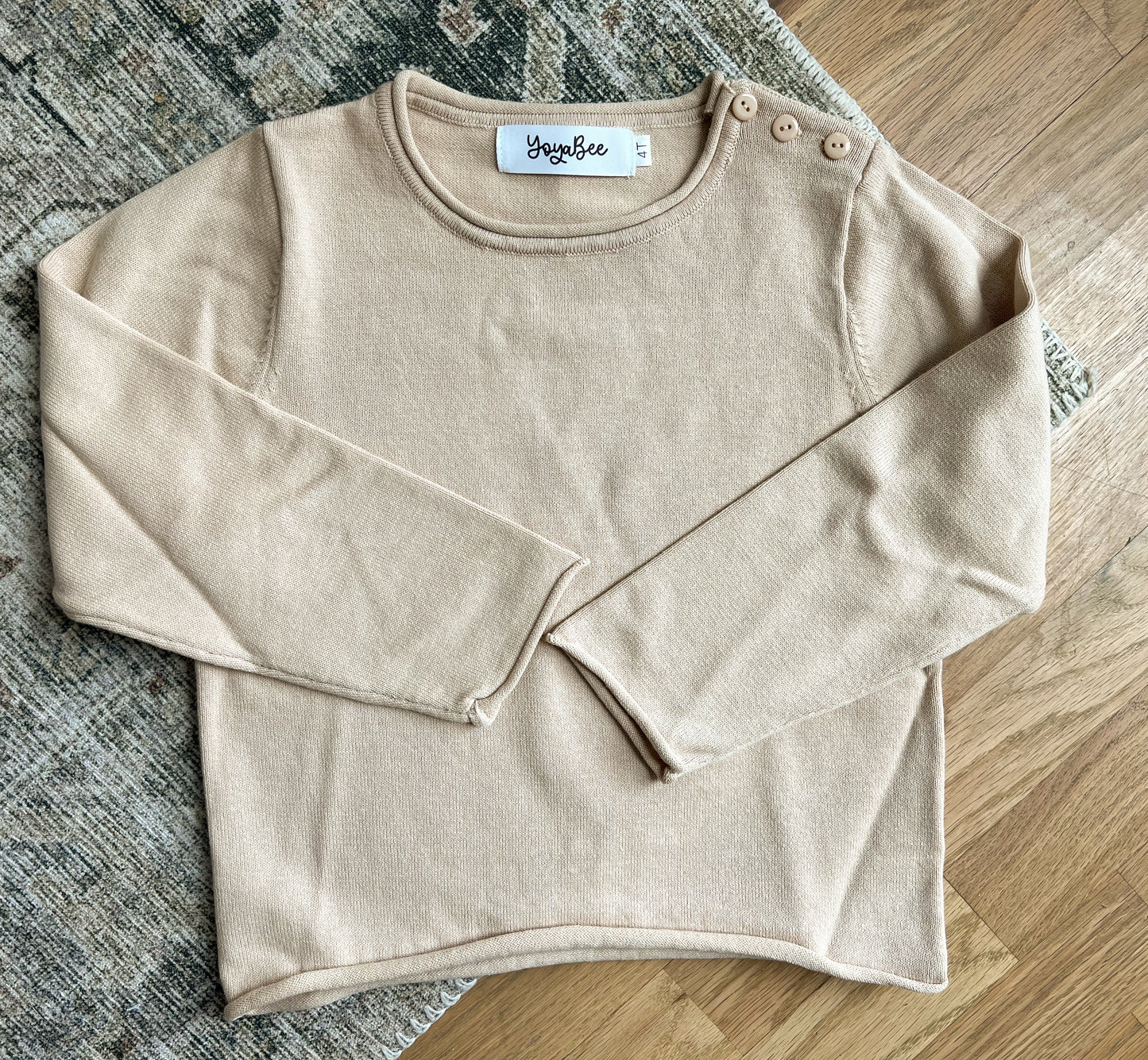 Fine knit khaki roll neck sweater