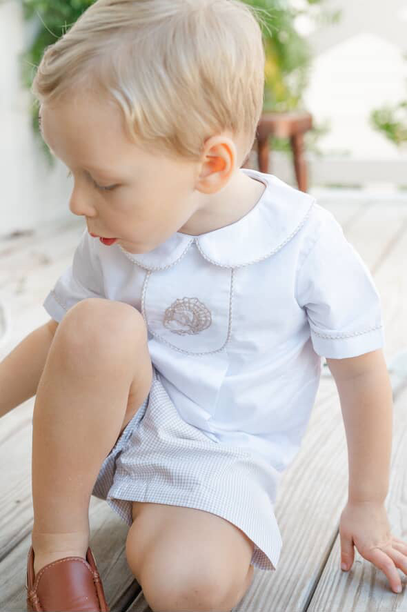 Boys gingham turkey short set