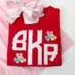 Appliqué conversation hearts monogram sweater