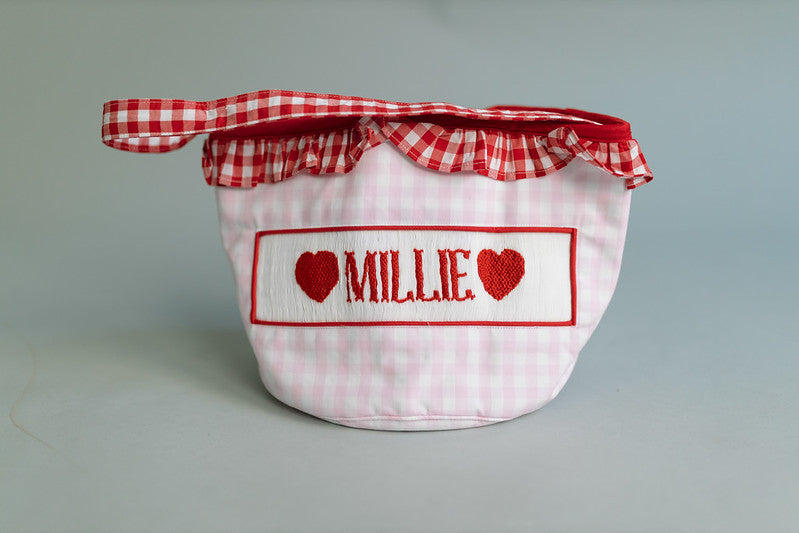 Girls Valentine’s Day hearts basket