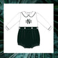 Green velvet boys monogram bubble