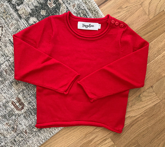 Fine knit Red roll neck sweater